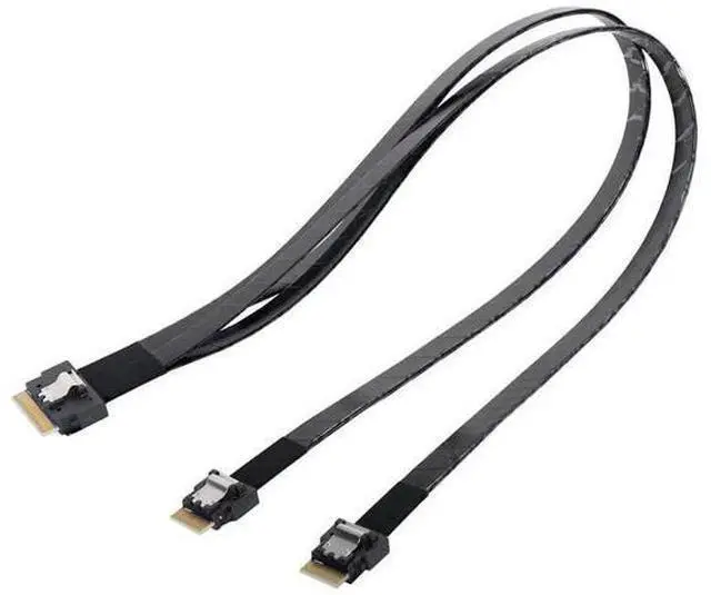 Alt view image 13 of 14 - 50cm PCIe 4.0 Ultraport Slimline SAS Fanout Cable, SFF-8654 8i 74Pin Host to Dual SFF-8654 4i 38Pin Target Server Storage Cable