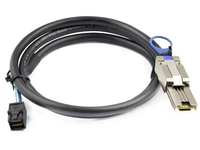 Alt view image 5 of 8 - 6Gbps Mini SAS HD Cable SFF-8088 to SFF-8643, 28AWG Flat Black External Internal Server Storage Cable 2M