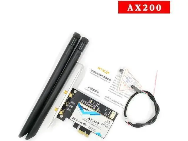 Alt view image 11 of 12 - Wireless-AC AX200 802.11ac/ax 2400Mbps Desktop PCI-E 1X 16X wifi network card for Intel AX200NGW wifi 6 Bluetooth 5.0 Mu-mimo