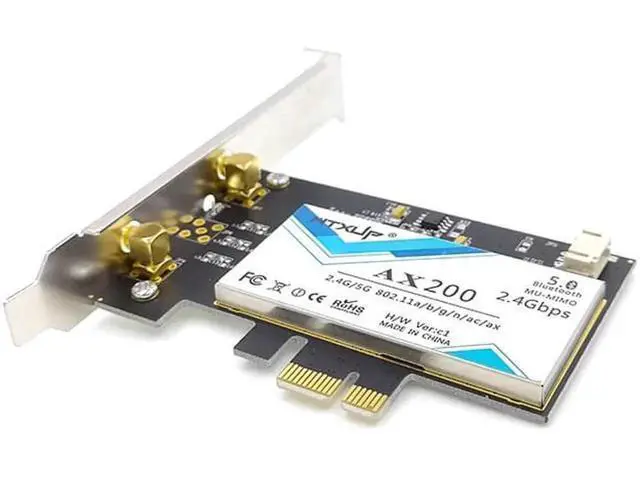 Alt view image 9 of 12 - Wireless-AC AX200 802.11ac/ax 2400Mbps Desktop PCI-E 1X 16X wifi network card for Intel AX200NGW wifi 6 Bluetooth 5.0 Mu-mimo
