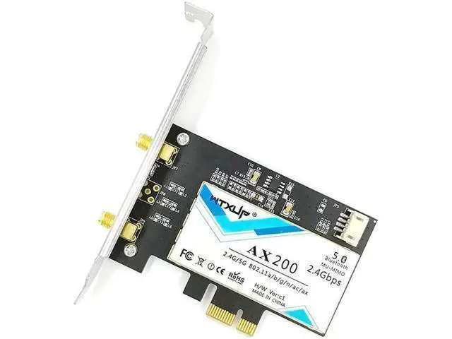 Alt view image 12 of 12 - Wireless-AC AX200 802.11ac/ax 2400Mbps Desktop PCI-E 1X 16X wifi network card for Intel AX200NGW wifi 6 Bluetooth 5.0 Mu-mimo