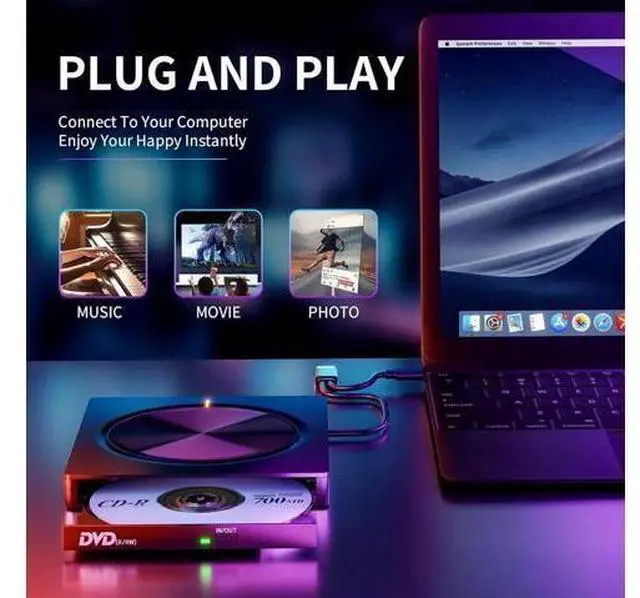 Alt view image 12 of 14 - External CD/DVD Drive for Laptop, 5 in 1 Portable DVD Player DVD Reader Writer ROM Drive, USB 3.0 CD Burner External Disk Drive Compatible with Laptop Desktop,Windows 11/10/8/7 Linux MacOS