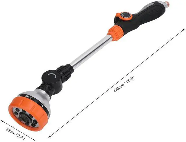 Alt view image 4 of 4 - Garden Hose Wand 8 Patterns Multifunctional ABS TPR Aluminum Alloy Long Hose Nozzle Sprayer for Agriculture Irrigation Car Washi
