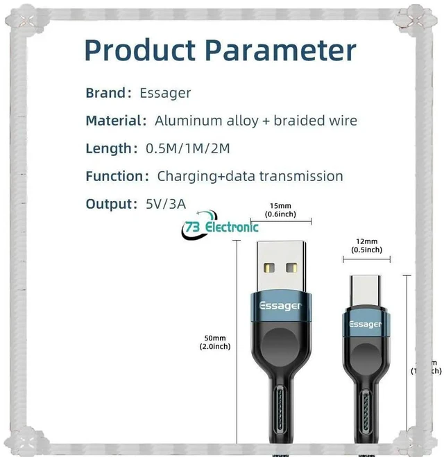 Alt view image 4 of 6 - ESSAGER Chenxi Type-C Interface Data Cable, Durable Type-C Fast Charging Cable