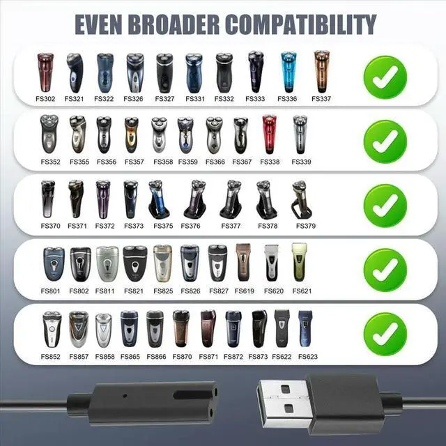 Alt view image 3 of 4 - Suitable for FLYCO FS371 372 373 871 339 375 376 Shaver Power Adapter USB Cable Charging Cable Power Cord
