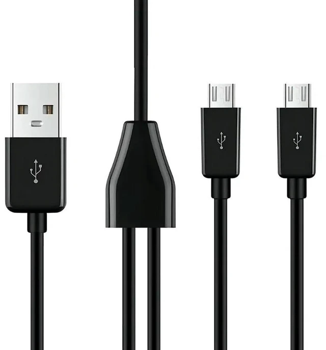 Alt view image 4 of 6 - Charging Cable Micro USB To USB 2 Port Micro USB Cable Y Splitter 2 Port 1M Y Splitter 2 In 1 Cord Cables