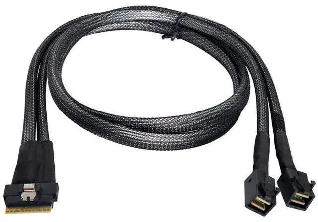 Alt view image 8 of 14 - PCIe 4.0 Slimline SAS SFF-8654 8i (74Pin) to Dual SFF-8643 4i Mini SAS HD Cable, 50cm High-Speed Server Storage Cable