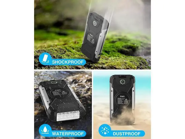 Alt view image 13 of 14 - Solar Charger 38600mAh,Solar Power Bank Wireless Portable Charger Built in 3 Cables External Battery Pack Waterproof with 4 Outputs 2 Inputs USB C 15 W 5V/3A Battery Bank with Camping Light Compass
