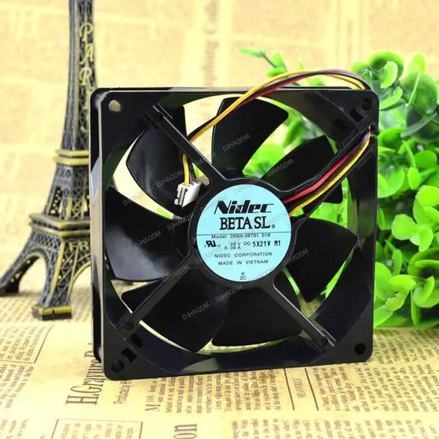 Alt view image 8 of 10 - Compatible for Nidec D09A-48TS1 01B 48V 0.09A 9cm 9025 3-Wire Cooling Fan