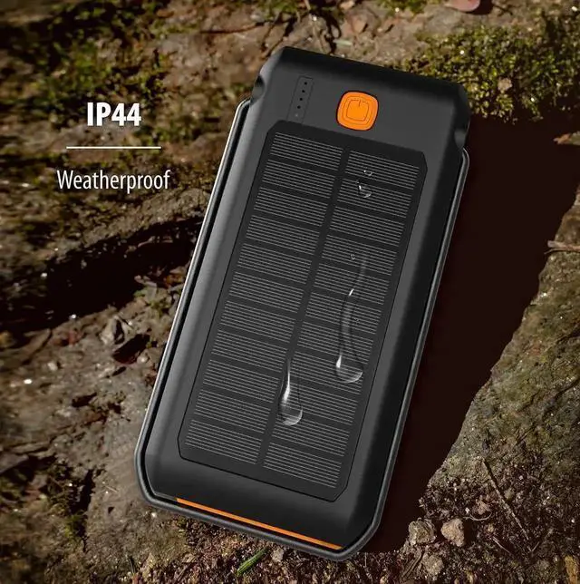 Alt view image 8 of 12 - Dual 10 000 mAh Solar Power Portable Charger Battery Pack Power Bank IP44 Waterproof and 18 LED Flashlight