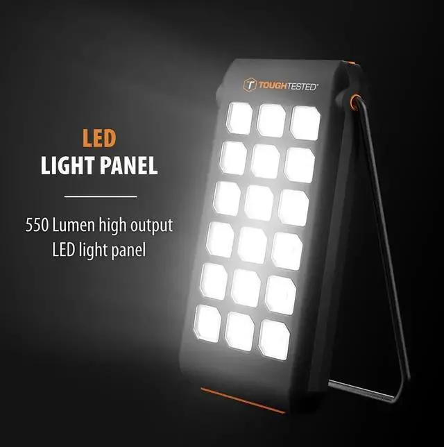 Alt view image 11 of 12 - Dual 10 000 mAh Solar Power Portable Charger Battery Pack Power Bank IP44 Waterproof and 18 LED Flashlight