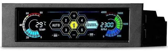 Alt view image 7 of 12 - Aomoproing 5.25" 5 Channel Touchscreen Fan Controller Temperature Monitor Automatic Speed Control Cooler LCD Front Panel