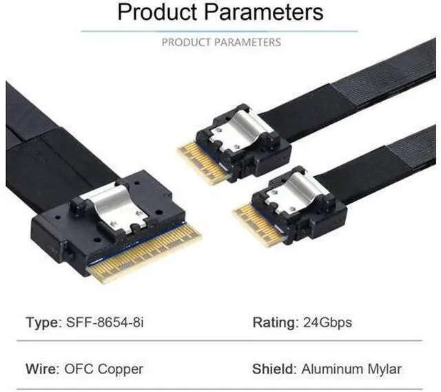 Alt view image 11 of 14 - 50cm PCIe 4.0 Ultraport Slimline SAS Fanout Cable, SFF-8654 8i 74Pin Host to Dual SFF-8654 4i 38Pin Target Server Storage Cable
