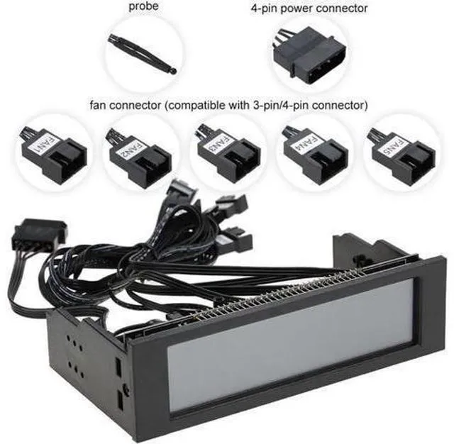 Alt view image 10 of 12 - Aomoproing 5.25" 5 Channel Touchscreen Fan Controller Temperature Monitor Automatic Speed Control Cooler LCD Front Panel