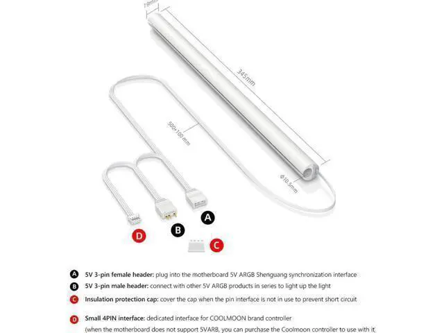 Alt view image 9 of 14 - Hose Pipe Aura Sync Luminous Sleeve Silicone Water Cooling Raditor Tube 5V 3PIN ARGB 4PIN Computer Case Decoration