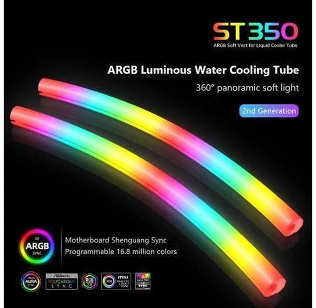 Alt view image 11 of 14 - Hose Pipe Aura Sync Luminous Sleeve Silicone Water Cooling Raditor Tube 5V 3PIN ARGB 4PIN Computer Case Decoration