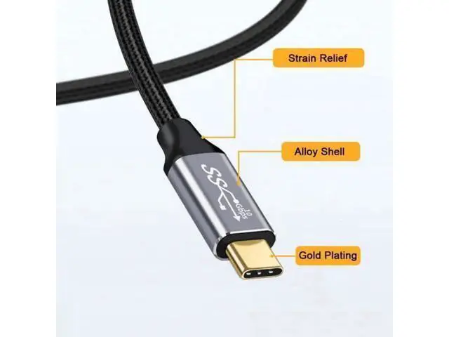 Alt view image 9 of 14 - 3M Left & Right Angled USB-C to USB-C Cable, USB 3.0 Gen2 10Gbps, 100W 20V 5A Fast Charging Cord for Laptop, Tablet, Phone