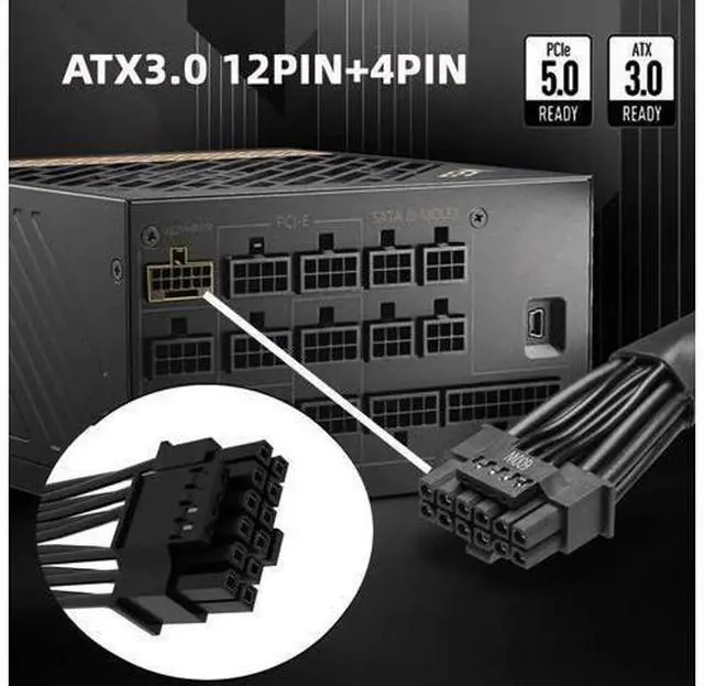 Alt view image 12 of 14 - ATX 3.0 PCIe 5.0 12VHPWR Modular Cable, 16Pin to 16Pin (12+4Pin) GPU Power Cord
