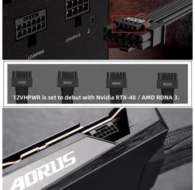 Alt view image 14 of 14 - ATX 3.0 PCIe 5.0 12VHPWR Modular Cable, 16Pin to 16Pin (12+4Pin) GPU Power Cord