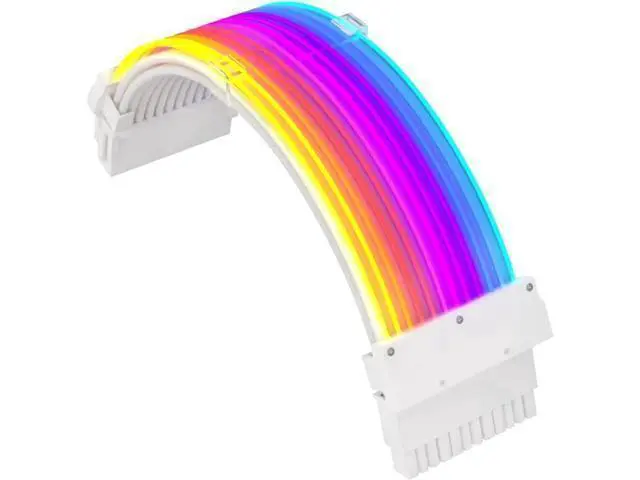 Alt view image 8 of 14 - RGB PSU Cables,ARGB Motherboard Power Supply Cable,24 Pin Sleeved Cable Extension Kit,Strimer Extension Cable Kit 5V 3Pin Synchronized,Customed White PC Chassis(White Connector A Style)
