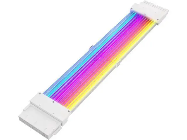 Alt view image 9 of 14 - RGB PSU Cables,ARGB Motherboard Power Supply Cable,24 Pin Sleeved Cable Extension Kit,Strimer Extension Cable Kit 5V 3Pin Synchronized,Customed White PC Chassis(White Connector A Style)