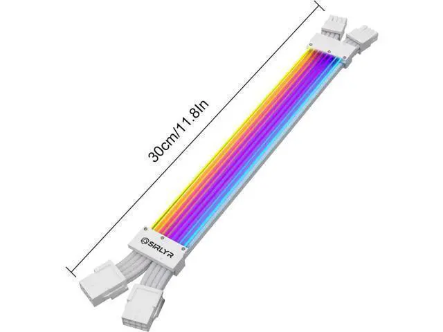 Alt view image 11 of 12 - Aomoproing RGB PSU Cables,Full White ARGB GPU Power Supply Cable 2 * 8(6+2) Pin,Strimer Extension Cable Kit 5V 3Pin Synchronized,Customed White PC Chassis (White Connector A Style)