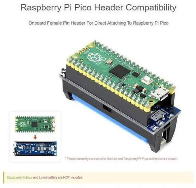 Alt view image 9 of 10 - UPS Module for Raspberry Pi Pico with Uninterruptible Power Supply Monitoring Battery Status Via I2C
