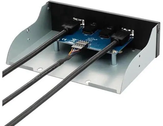 Alt view image 6 of 6 - 5.25 Inch PC Front Panel USB Hub, 2 USB3.0 Ports with HD Audio & Mic Jack, 2.6FT 20Pin USB Splitter Cable for Desktop Case Expansion