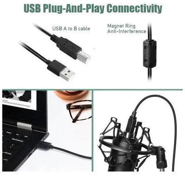 Alt view image 11 of 14 - PC Streaming Podcast Microphone Kit with Arm Stand & Pop Filter, Professional Condenser Mic Kit for Recording, Gaming, Singing, YouTube