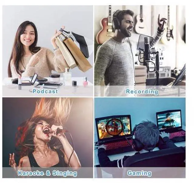 Alt view image 13 of 14 - PC Streaming Podcast Microphone Kit with Arm Stand & Pop Filter, Professional Condenser Mic Kit for Recording, Gaming, Singing, YouTube