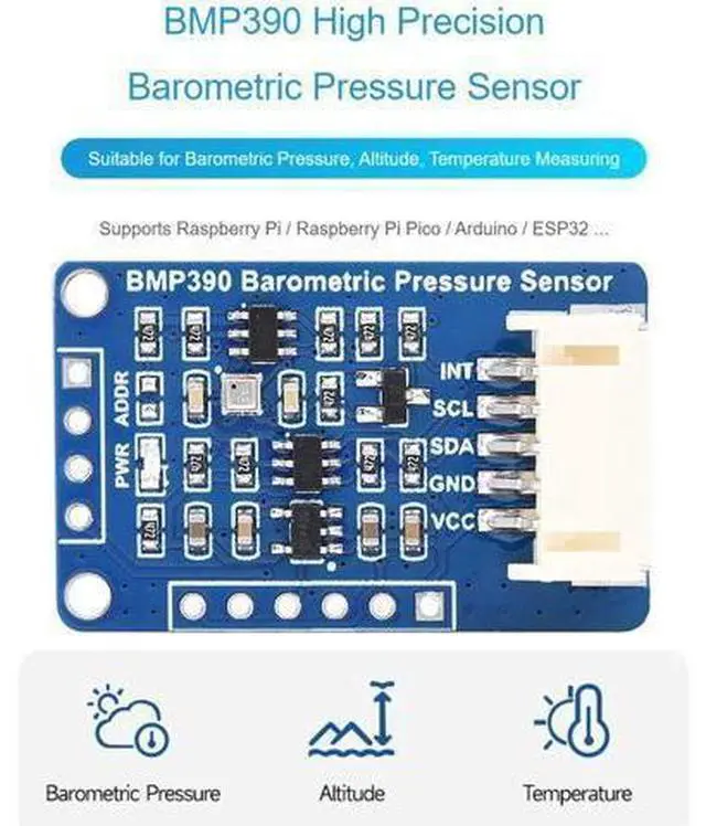 Alt view image 9 of 14 - BMP390 High Precision Barometric Pressure Sensor, Barometric Pressure/Altitude/Temperature Measuring, I2C and SPI Interfaces, for Raspberry Pi/Raspberry Pi Pico/Ardu/ ESP32