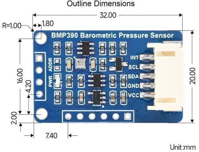 Alt view image 14 of 14 - BMP390 High Precision Barometric Pressure Sensor, Barometric Pressure/Altitude/Temperature Measuring, I2C and SPI Interfaces, for Raspberry Pi/Raspberry Pi Pico/Ardu/ ESP32