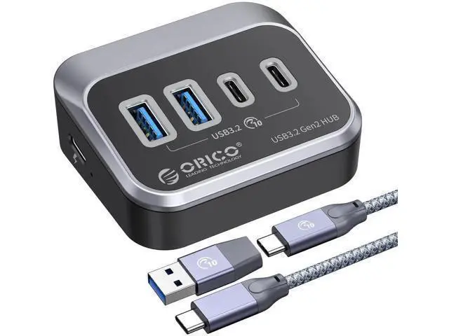 Alt view image 8 of 14 - USB Hub 10Gbps with 2 USB A Ports+2 USB C Ports, USB 3.2 Gen 2 Hub with 1.64Ft USB-C Cable and USB-A Adapter USB Splitter for iMac, MacBooks, Mac mini