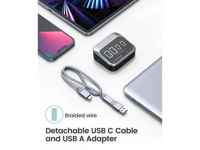 Alt view image 11 of 14 - USB Hub 10Gbps with 2 USB A Ports+2 USB C Ports, USB 3.2 Gen 2 Hub with 1.64Ft USB-C Cable and USB-A Adapter USB Splitter for iMac, MacBooks, Mac mini