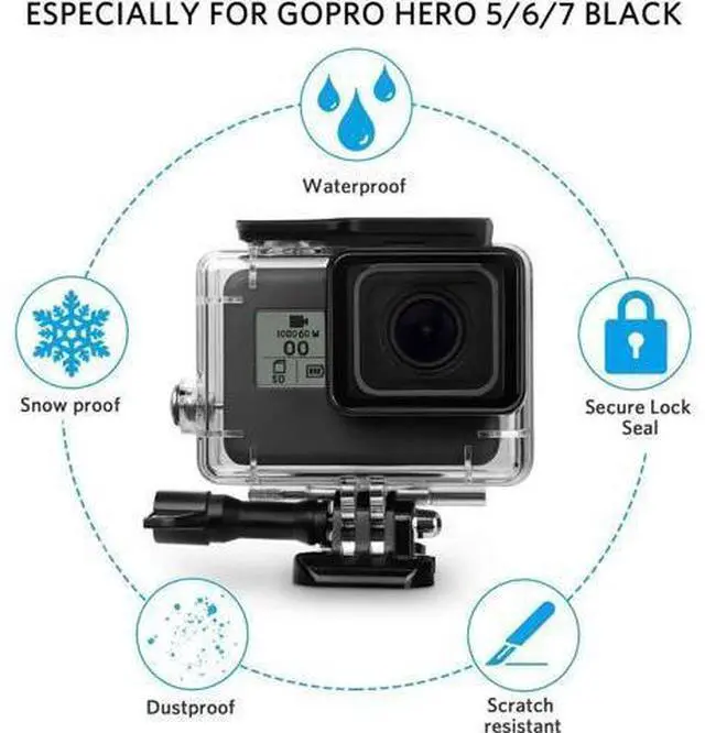 Alt view image 9 of 14 - Waterproof Housing Case Filter Kit for GoPro Hero 7 Black 2018 6 5 Waterproof Case Diving Protective Housing Case + 3Pack Dive Filters + Anti-Fog Insert+Bracket Accessories for Go Pro Hero7 Black