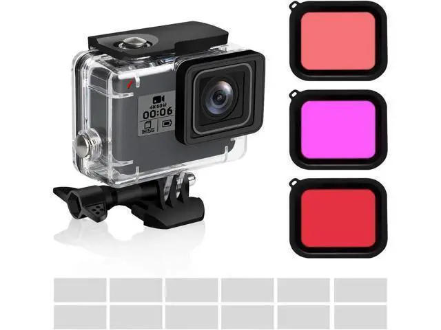 Alt view image 8 of 14 - Waterproof Housing Case Filter Kit for GoPro Hero 7 Black 2018 6 5 Waterproof Case Diving Protective Housing Case + 3Pack Dive Filters + Anti-Fog Insert+Bracket Accessories for Go Pro Hero7 Black