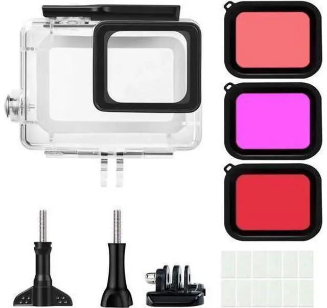 Alt view image 13 of 14 - Waterproof Housing Case Filter Kit for GoPro Hero 7 Black 2018 6 5 Waterproof Case Diving Protective Housing Case + 3Pack Dive Filters + Anti-Fog Insert+Bracket Accessories for Go Pro Hero7 Black