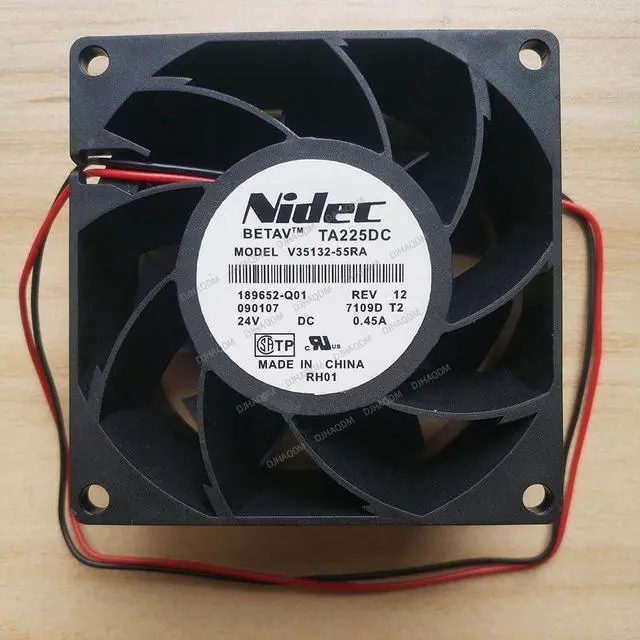 Alt view image 6 of 10 - Compatible for Nidec V35132-55RA 24V 0.45A 8cm 8038 2-Wire Cooling Fan