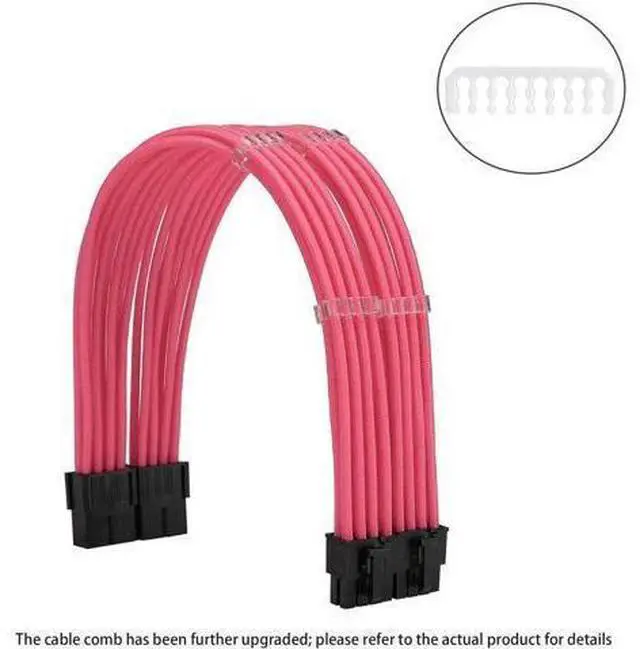 Alt view image 10 of 14 - Pink Braided PSU Sleeved Extension Cable Kit, 18AWG ATX 24Pin + EPS 8Pin + PCIe 8Pin with Cable Combs for Motherboard & Graphics Card