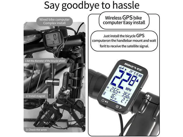 Alt view image 10 of 14 - Bike Speedometer GPS Wireless Cycling Computer Auto Start/Stop, Auto Backlight, Waterproof Bicycle Odometer MPH KM/H, 2.4" LCD Display Black