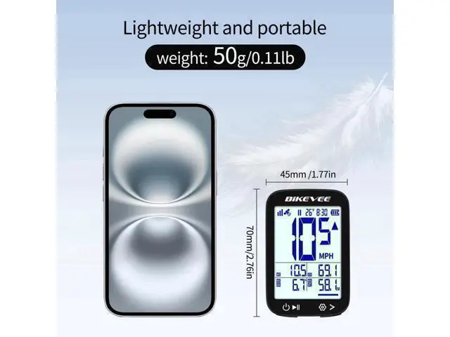 Alt view image 14 of 14 - Bike Speedometer GPS Wireless Cycling Computer Auto Start/Stop, Auto Backlight, Waterproof Bicycle Odometer MPH KM/H, 2.4" LCD Display Black