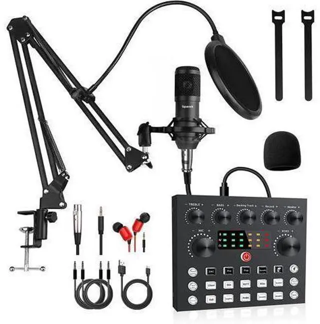 Alt view image 8 of 14 - Podcast Equipment Bundle,Audio Interface with All-In-One DJ Mixer and Studio Broadcast Microphone, Perfect for Recording,Live Streaming,Gaming,Compatible with PC,Smartphone,Play Station