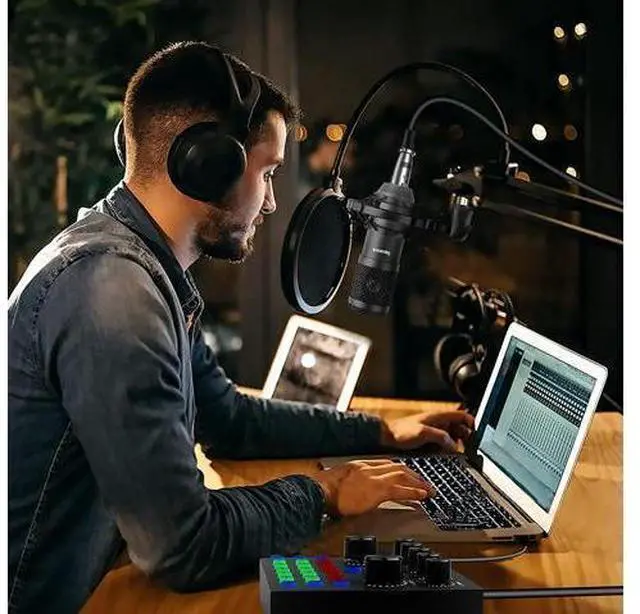 Alt view image 14 of 14 - Podcast Equipment Bundle,Audio Interface with All-In-One DJ Mixer and Studio Broadcast Microphone, Perfect for Recording,Live Streaming,Gaming,Compatible with PC,Smartphone,Play Station