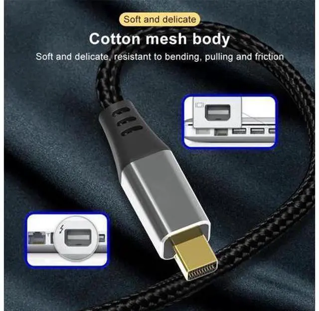 Alt view image 12 of 14 - 6FT Mini DP 1.4 to HDMI 2.0 Cable, Supports 8K@60Hz UHD Video, Mini DisplayPort Male to HDMI Male Cord for Monitor Laptop