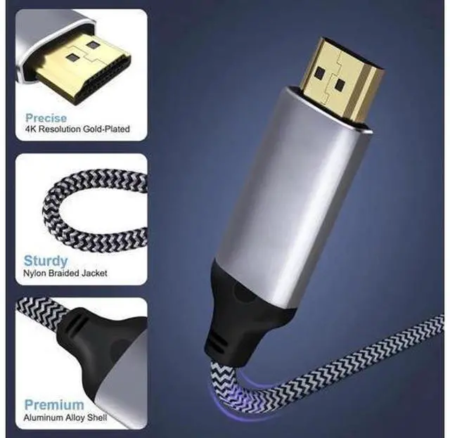 Alt view image 13 of 14 - 6FT Mini DP 1.4 to HDMI 2.0 Cable, Supports 8K@60Hz UHD Video, Mini DisplayPort Male to HDMI Male Cord for Monitor Laptop