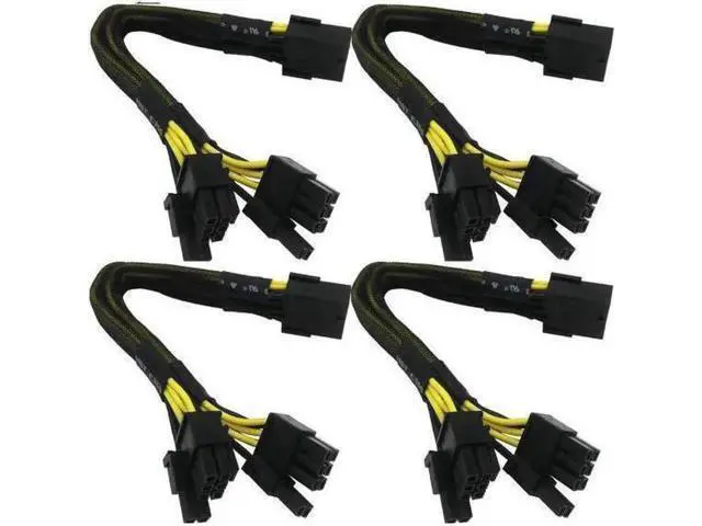 Alt view image 5 of 8 - Aomoproing 18 Gauge 8-Pin Female to Dual 8 Pin (6+2) Male 30.5 cm (12-inch) 18 AWG PCI-E GPU Miner Graphics Video Card VGA Sleeved Braided Woven Extension Power Cable Splitter Black Swan Mining 4/Pack