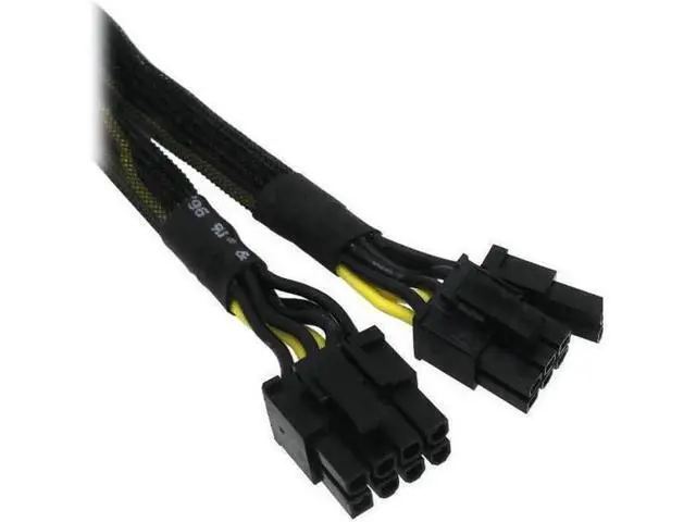 Alt view image 6 of 8 - Aomoproing 18 Gauge 8-Pin Female to Dual 8 Pin (6+2) Male 30.5 cm (12-inch) 18 AWG PCI-E GPU Miner Graphics Video Card VGA Sleeved Braided Woven Extension Power Cable Splitter Black Swan Mining 4/Pack