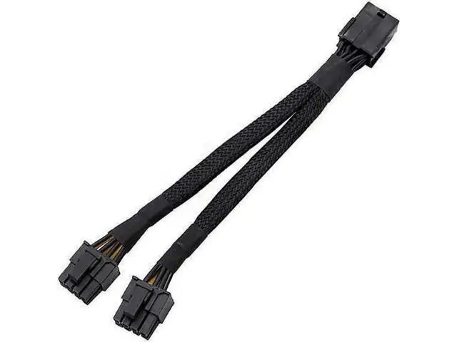 Alt view image 8 of 8 - Aomoproing 18 Gauge 8-Pin Female to Dual 8 Pin (6+2) Male 30.5 cm (12-inch) 18 AWG PCI-E GPU Miner Graphics Video Card VGA Sleeved Braided Woven Extension Power Cable Splitter Black Swan Mining 4/Pack