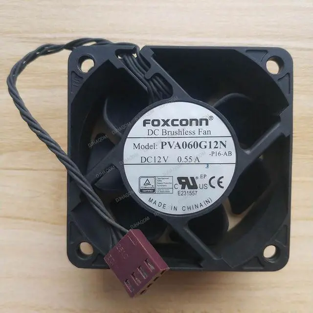 Alt view image 6 of 10 - Compatible for FOXCONN PVA060G12N-P16-AB 12V 0.55A 60x60x25mm 6025 4-Wire Cooling Fan
