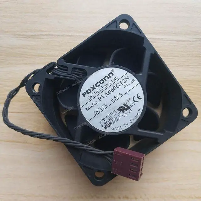 Alt view image 7 of 10 - Compatible for FOXCONN PVA060G12N-P16-AB 12V 0.55A 60x60x25mm 6025 4-Wire Cooling Fan
